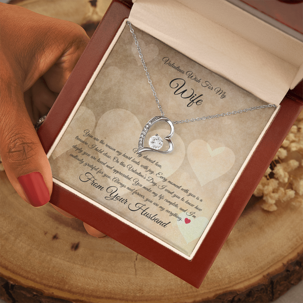 Valentines Wish for Wife Heart Necklace