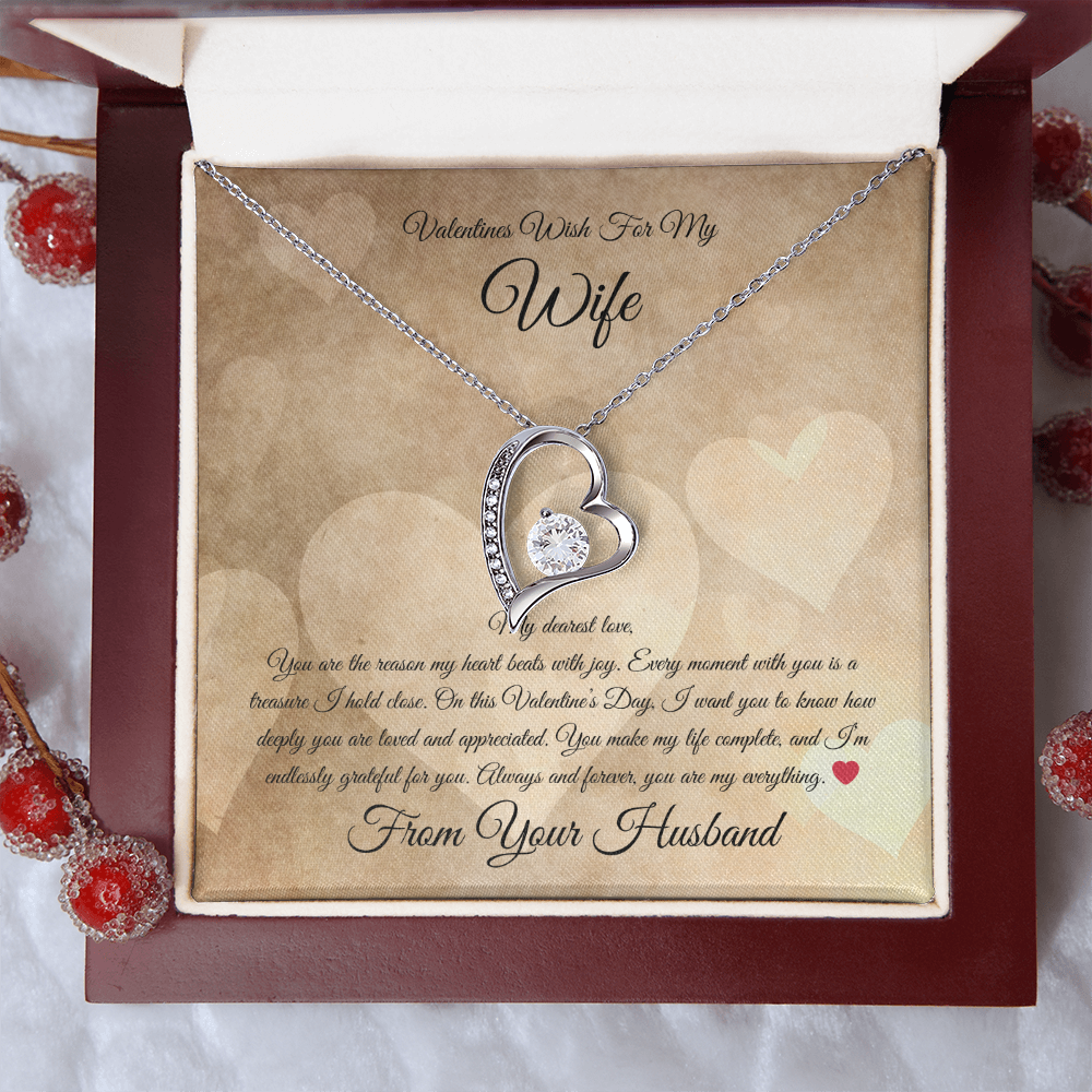 Valentines Wish for Wife Heart Necklace