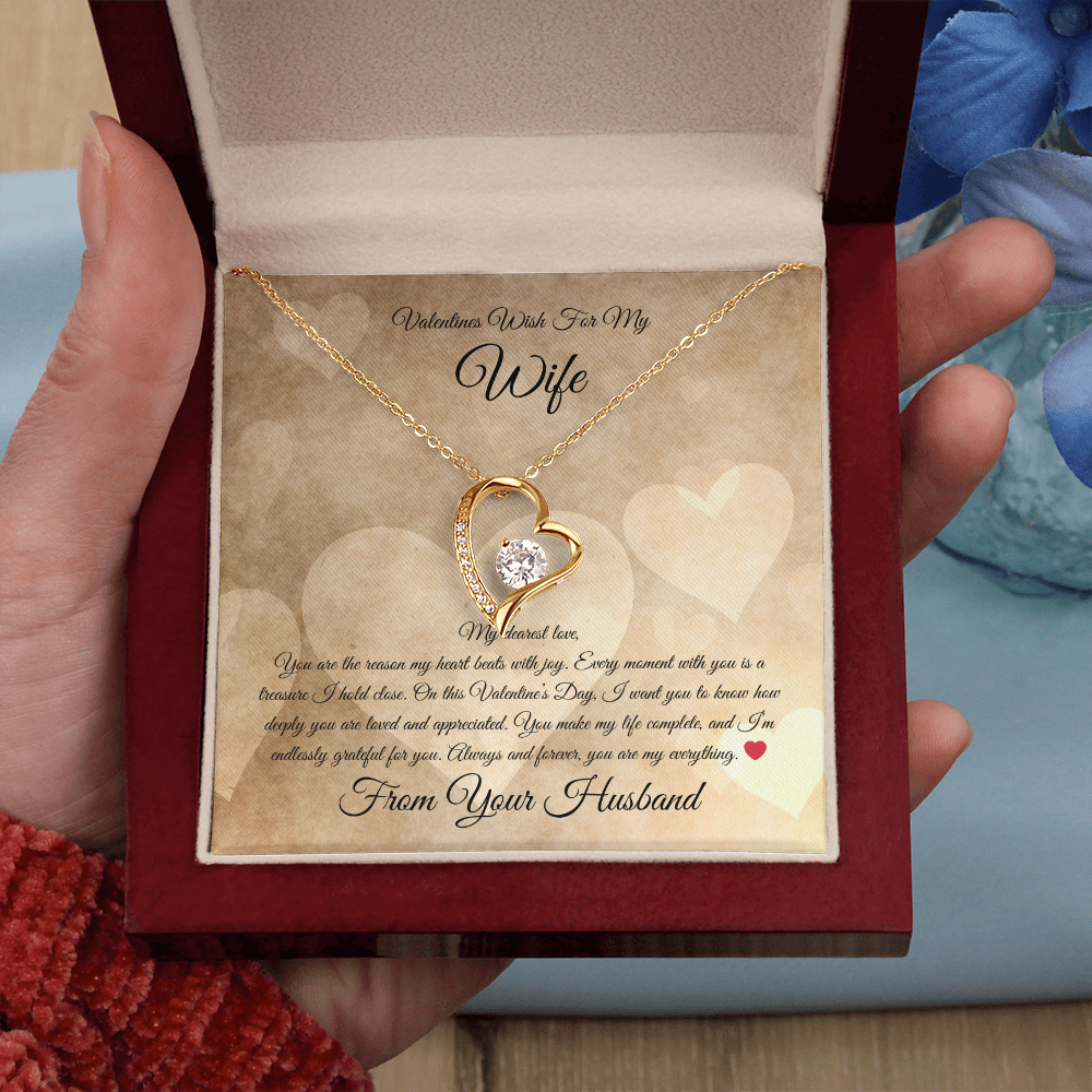 Valentines Wish for Wife Heart Necklace