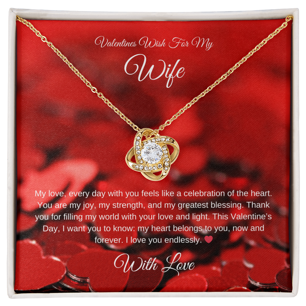 Valentines Wish for my Wife Love Knot Necklace