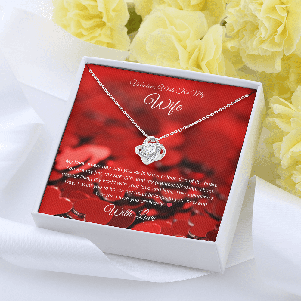 Valentines Wish for my Wife Love Knot Necklace