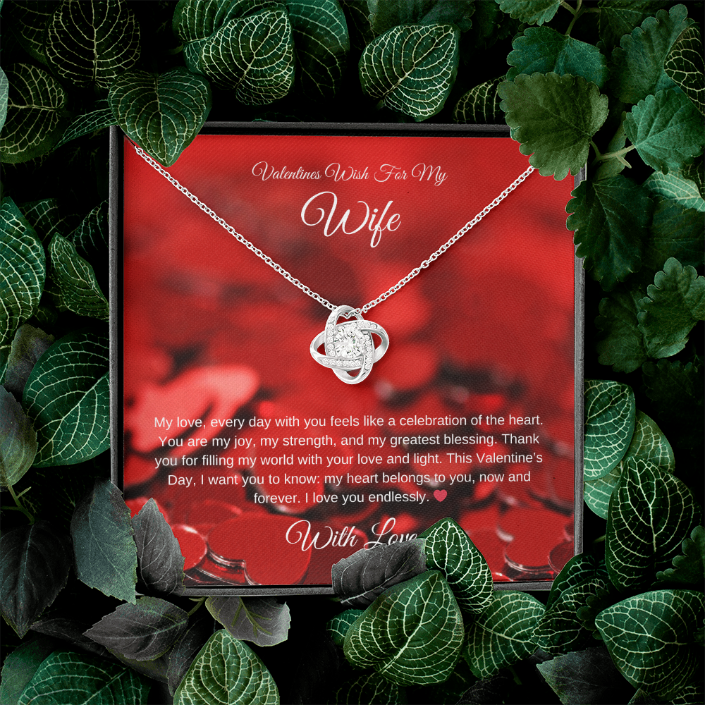 Valentines Wish for my Wife Love Knot Necklace