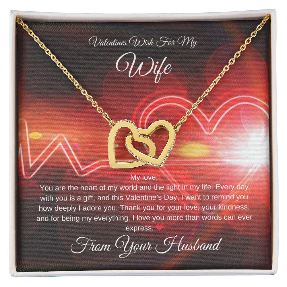 Valentines Interlocking Heart Necklace for Wife