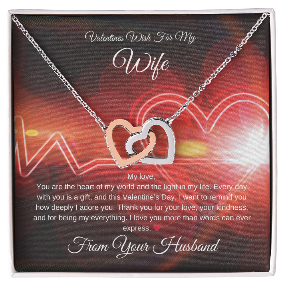 Valentines Interlocking Heart Necklace for Wife