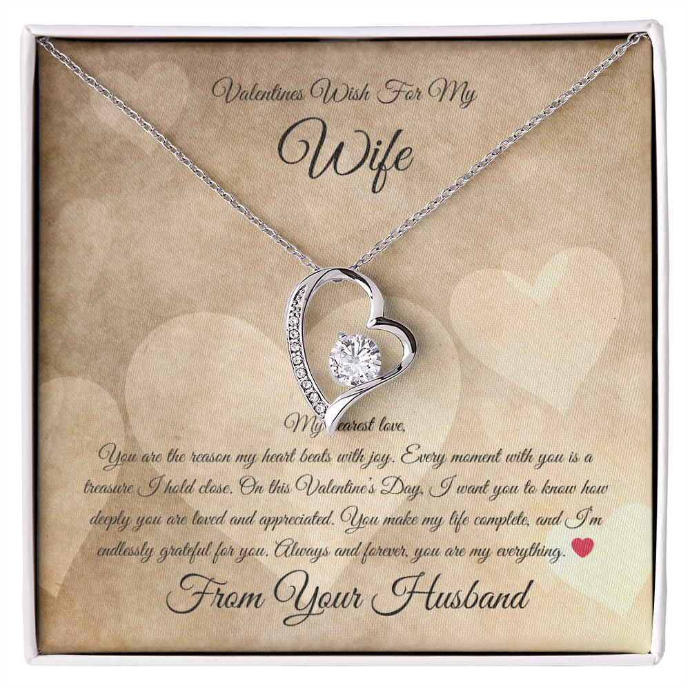 Valentines Wish for Wife Heart Necklace