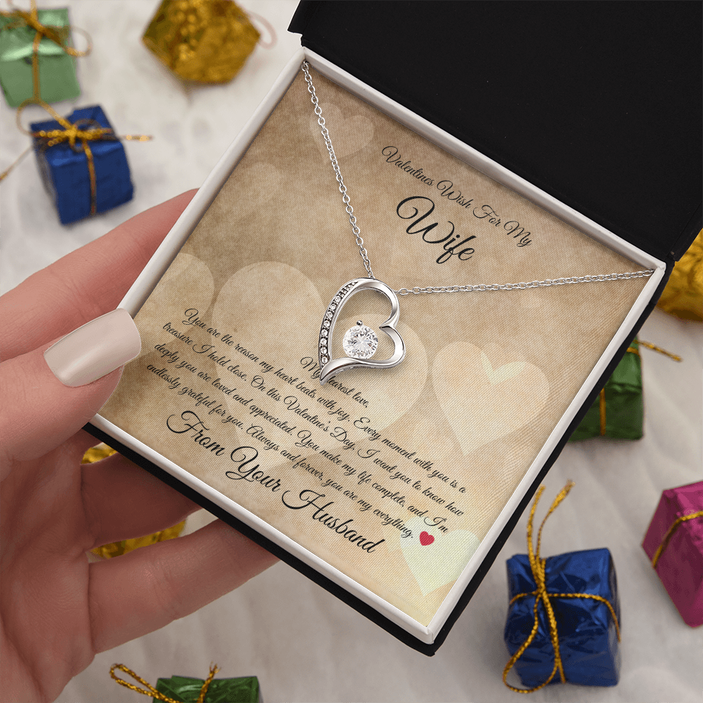 Valentines Wish for Wife Heart Necklace