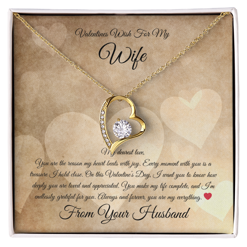 Valentines Wish for Wife Heart Necklace