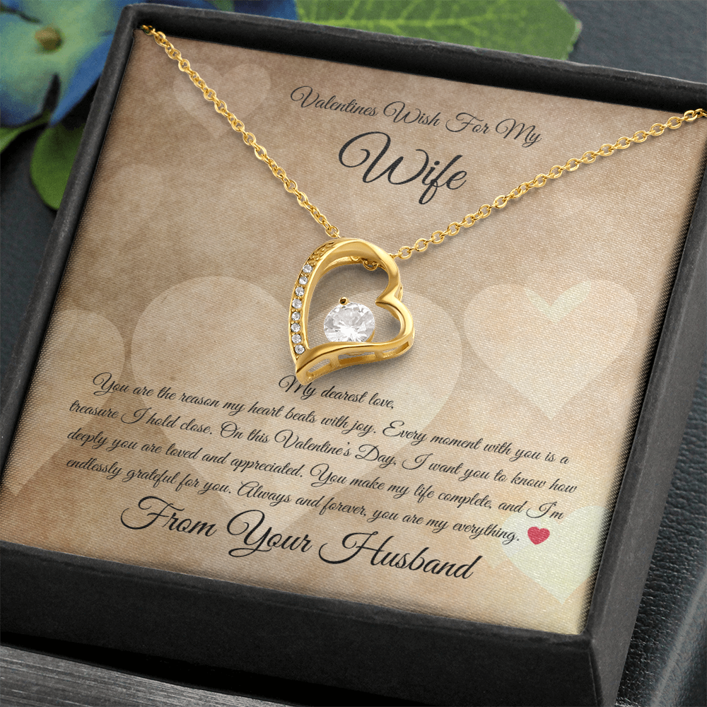 Valentines Wish for Wife Heart Necklace